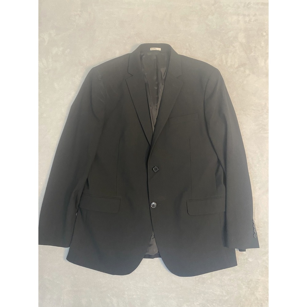 Nordstrom Rack Blazer Jacket Mens 42R Black Trim Fit Business Oxford Notch Lapel